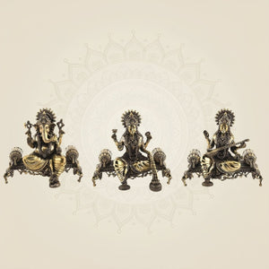 Laxmi Ganesh Saraswati Brass Idol