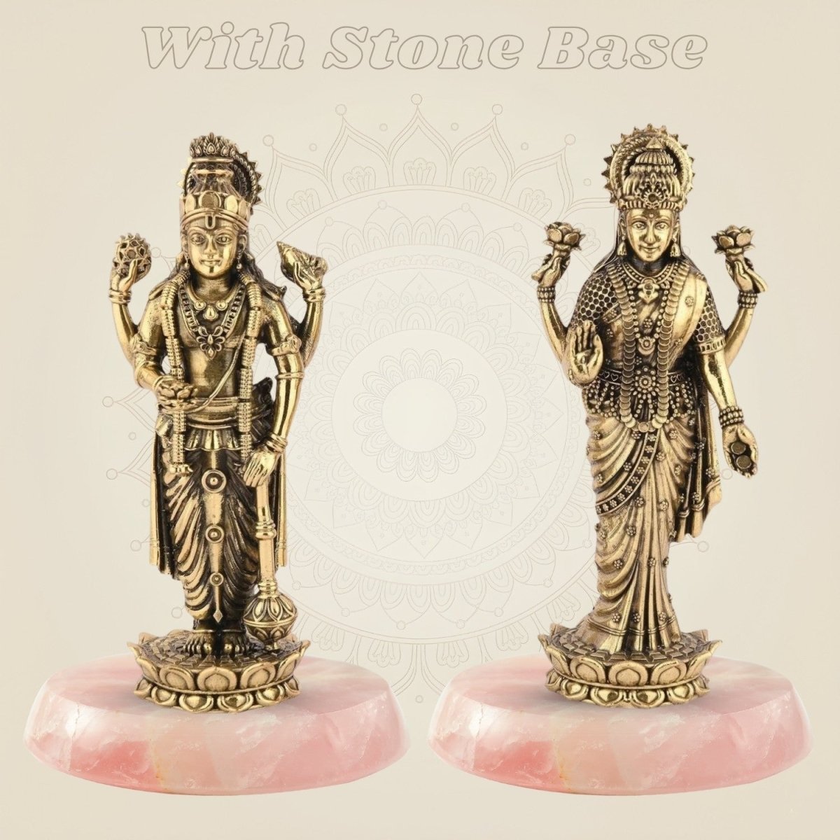 Laxmi Ji & Vishnu Ji Idol in Pure Brass Handcrafted Decor – 6.75" Artisan - Luxeartisanship