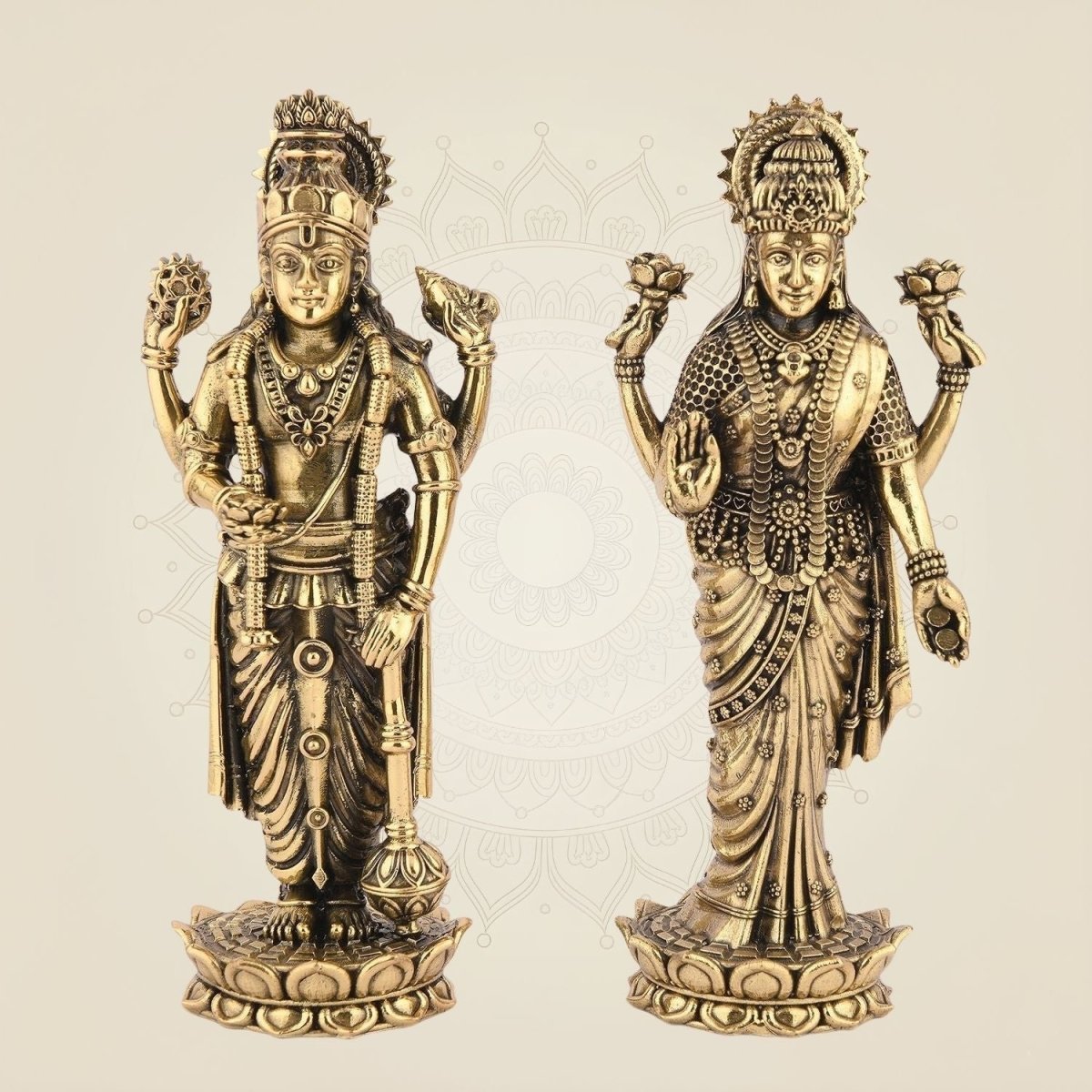 Laxmi Ji & Vishnu Ji Idol in Pure Brass