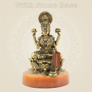 Laxmi Maa on Lotus Idol - 4.25" Handcrafted Brass Wealth Statue - Luxeartisanship