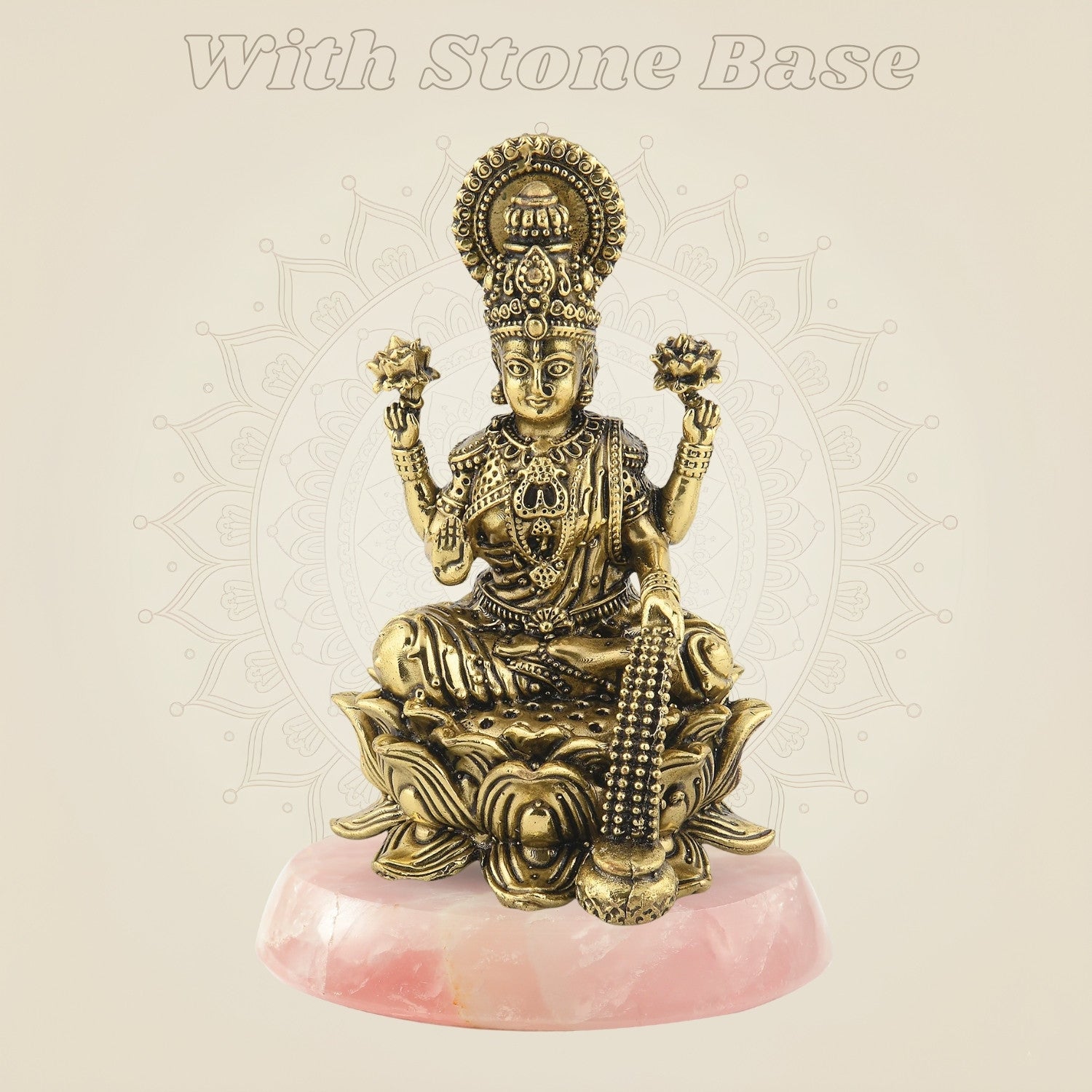 Laxmi Maa on Lotus Idol - 4.25" Handcrafted Brass Wealth Statue - Luxeartisanship