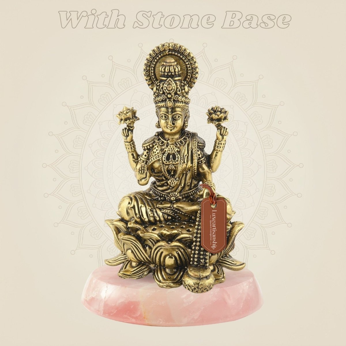Laxmi Maa on Lotus Idol - 4.25" Handcrafted Brass Wealth Statue - Luxeartisanship