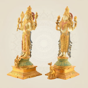Multicolor Mud Finish Brass Handmade Statues
