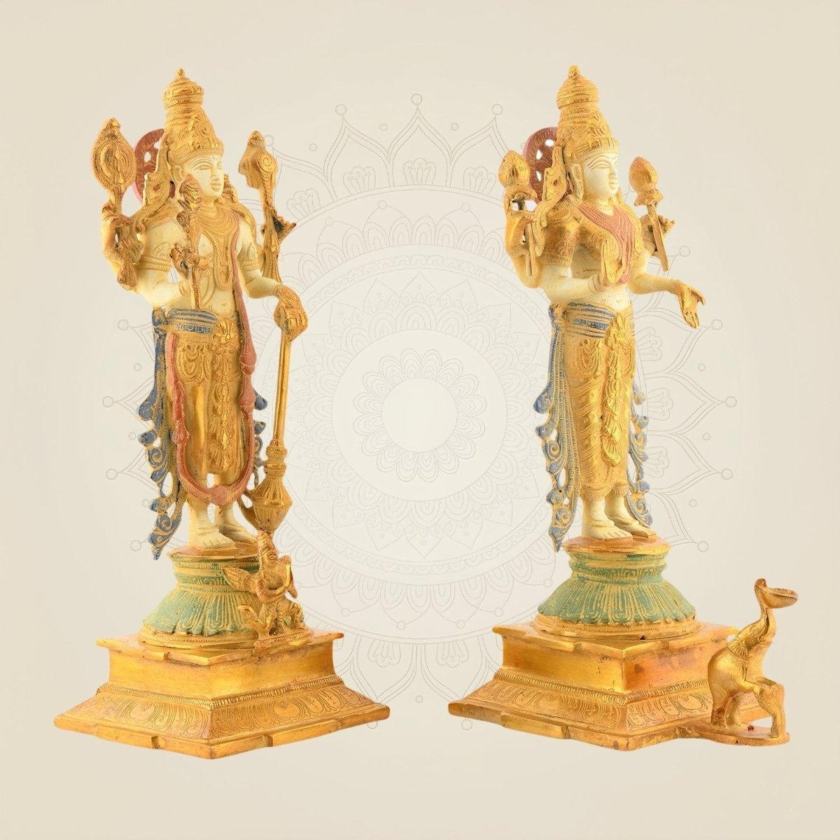 Multicolor Mud Finish Brass Statues