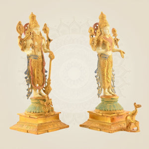 Multicolor Mud Finish Brass Statues