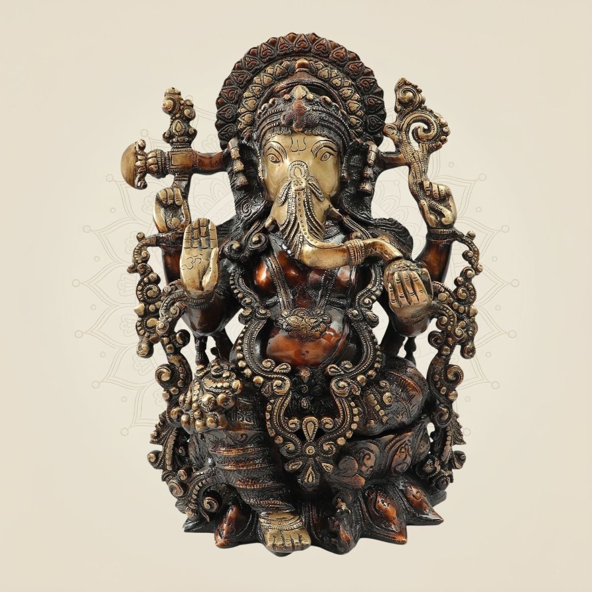 Lord Ganesha Brass Idol - Decorative ganpati Bappa Murti for Temple - Luxeartisanship