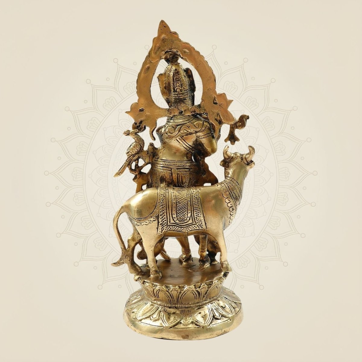 Lord Krishna Brass Idol – Murari Krishna with Cow Handcrafted Murti