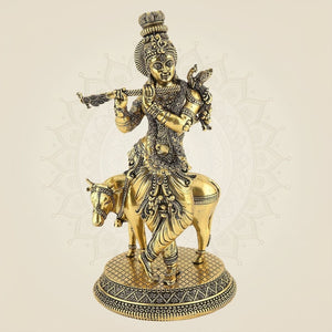 Lord Krishna with Cow Idol