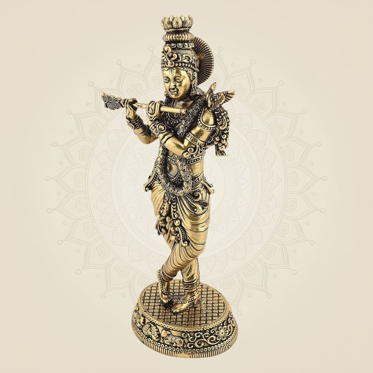 Pure Brass Sculpture of Lord Krishna