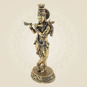 Pure Brass Sculpture of Lord Krishna