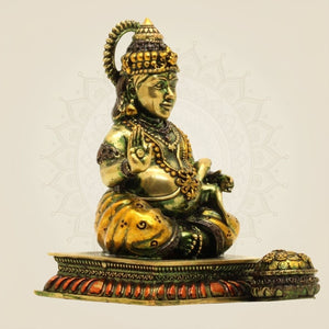 Lord Kuber Brass Idol 3.75"- Handcrafted Superfine Statue for Wealth & Fortune - Luxeartisanship