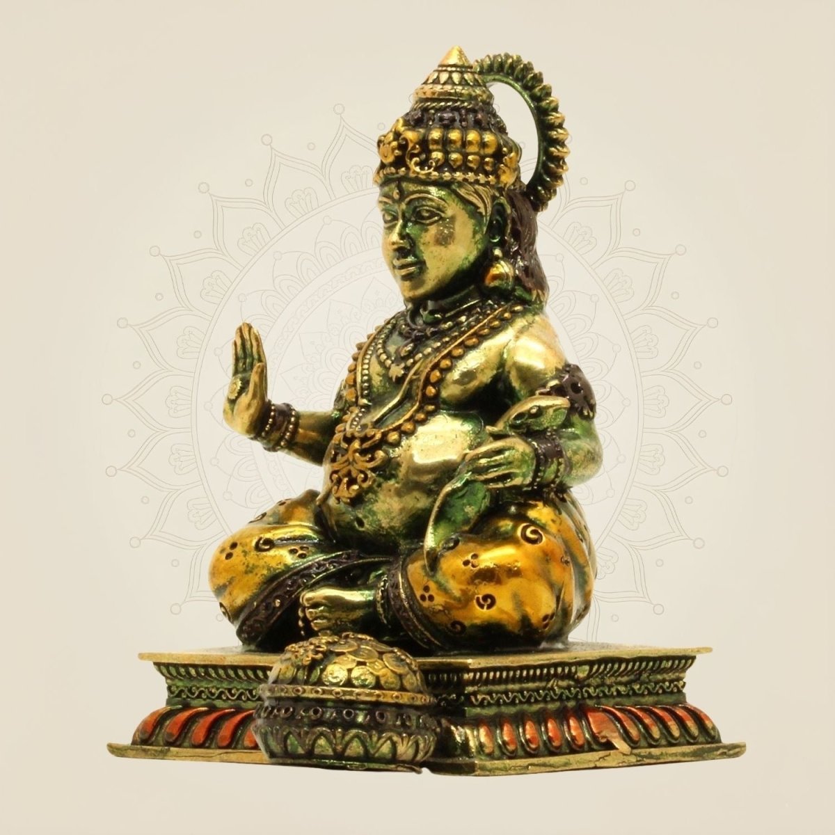 Lord Kuber Brass Idol 3.75"- Handcrafted Superfine Statue for Wealth & Fortune - Luxeartisanship