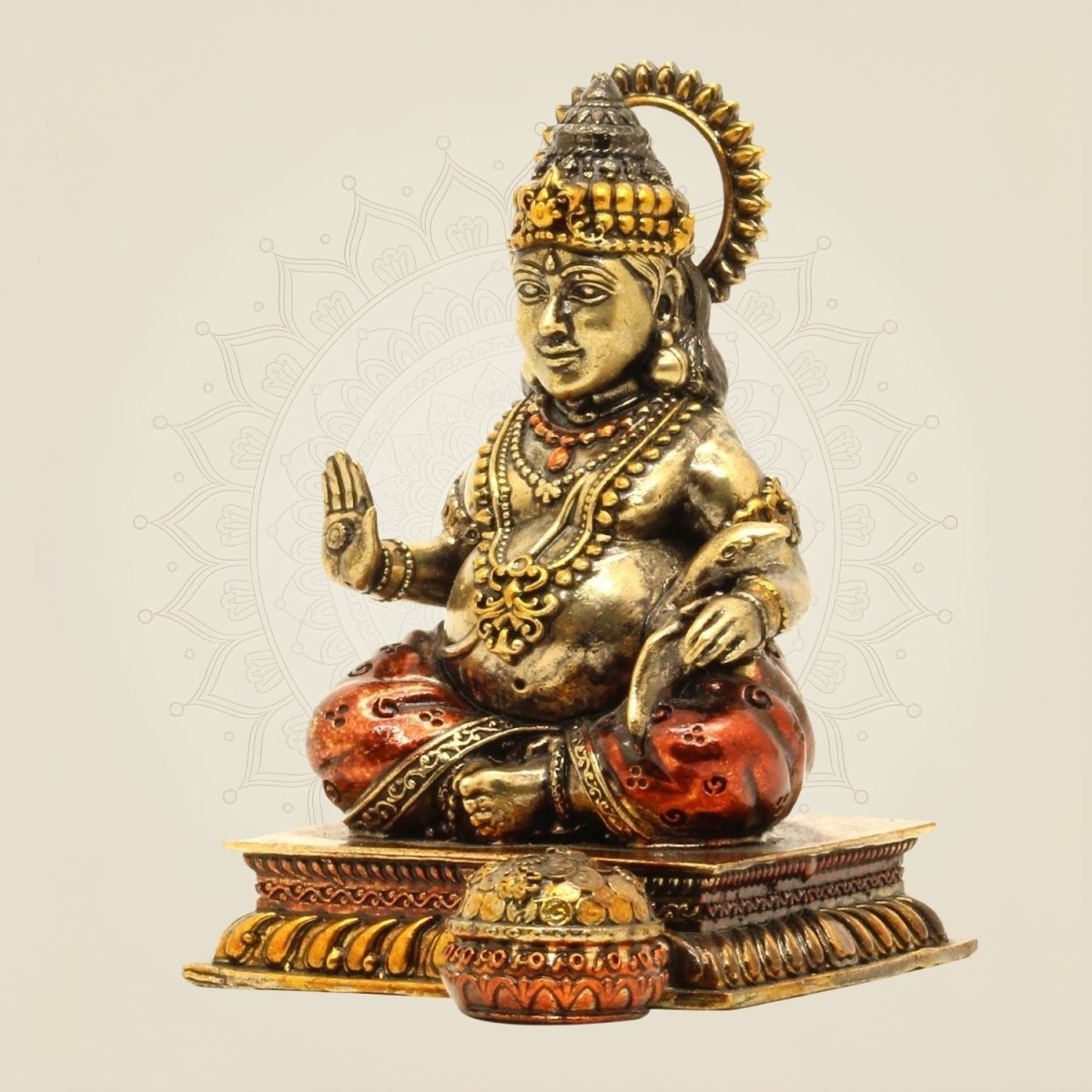 Lord Kuber Brass Idol 3.75"- Handcrafted Superfine Statue for Wealth & Fortune - Luxeartisanship