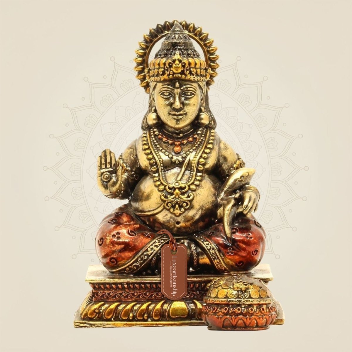 Lord Kuber Brass Idol 3.75"- Handcrafted Superfine Statue for Wealth & Fortune - Luxeartisanship