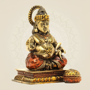 Lord Kuber Brass Idol 3.75"- Handcrafted Superfine Statue for Wealth & Fortune - Luxeartisanship