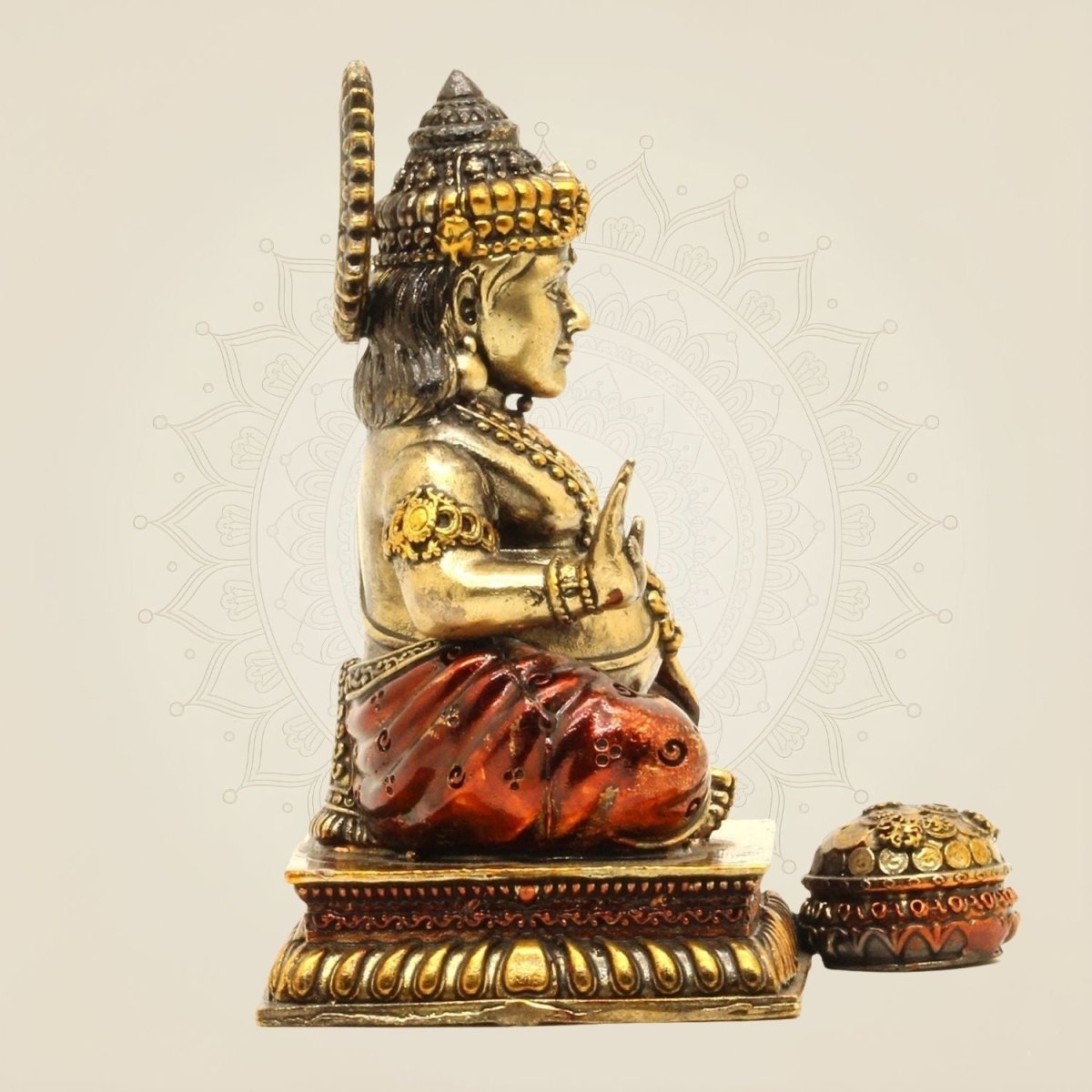 Lord Kuber Brass Idol 3.75"- Handcrafted Superfine Statue for Wealth & Fortune - Luxeartisanship