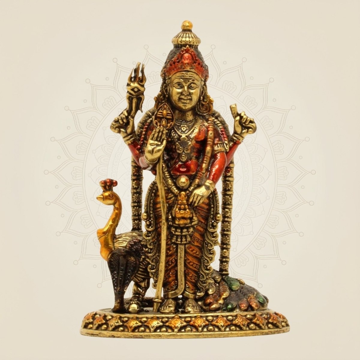 Lord Murugan Brass Idol with Peacock –  Luxeartisanship