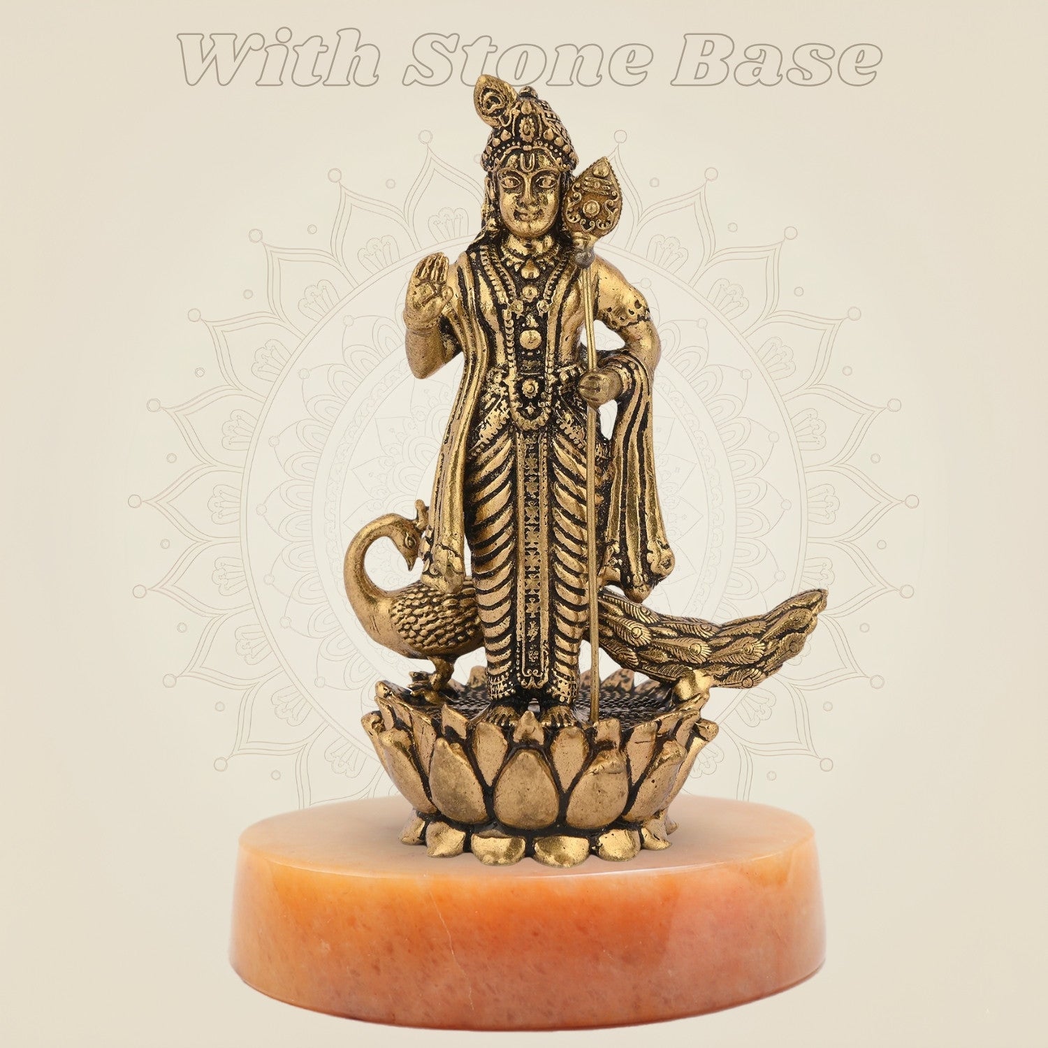 Lord Murugan handmade statue on gemstone base
