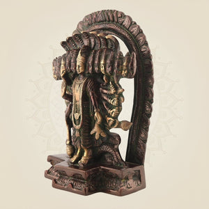 Lord Narayan Brass Idol – 11" Handcrafted Vishnu Statue for Peace & Devotion - Luxeartisanship