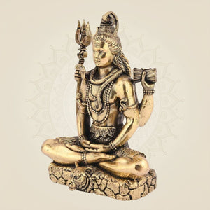 Lord Shiva Idol in Meditative Pose – 5" Pure Brass Statue Handcrafted & Spiritual Decor - Luxeartisanship