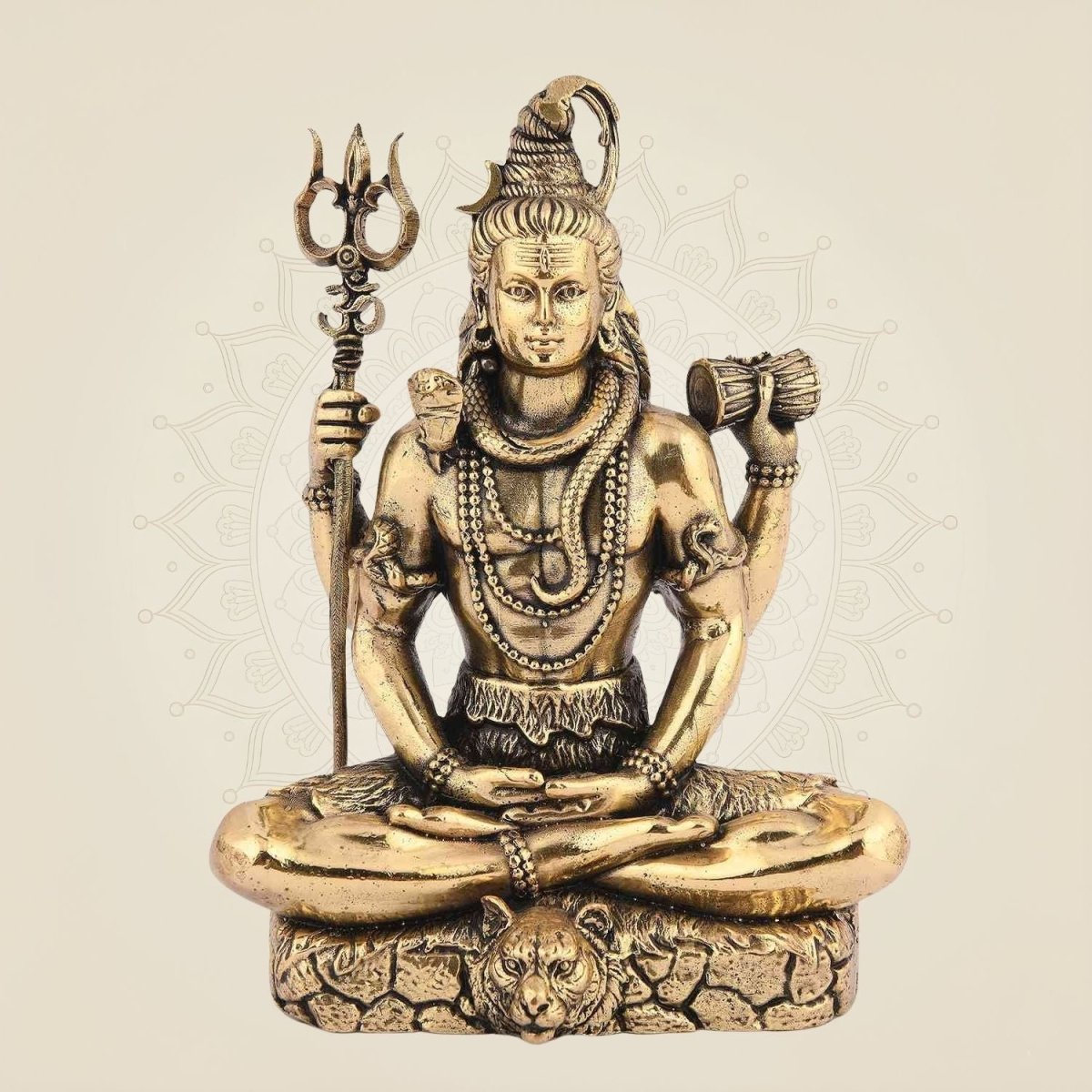 Lord Shiva Idol in Meditative Pose – 5" Pure Brass Statue Handcrafted & Spiritual Decor - Luxeartisanship