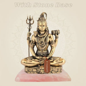 Lord Shiva Idol in Meditative Pose – 5.5" Pure Brass Statue Handcrafted & Spiritual Decor - Luxeartisanship