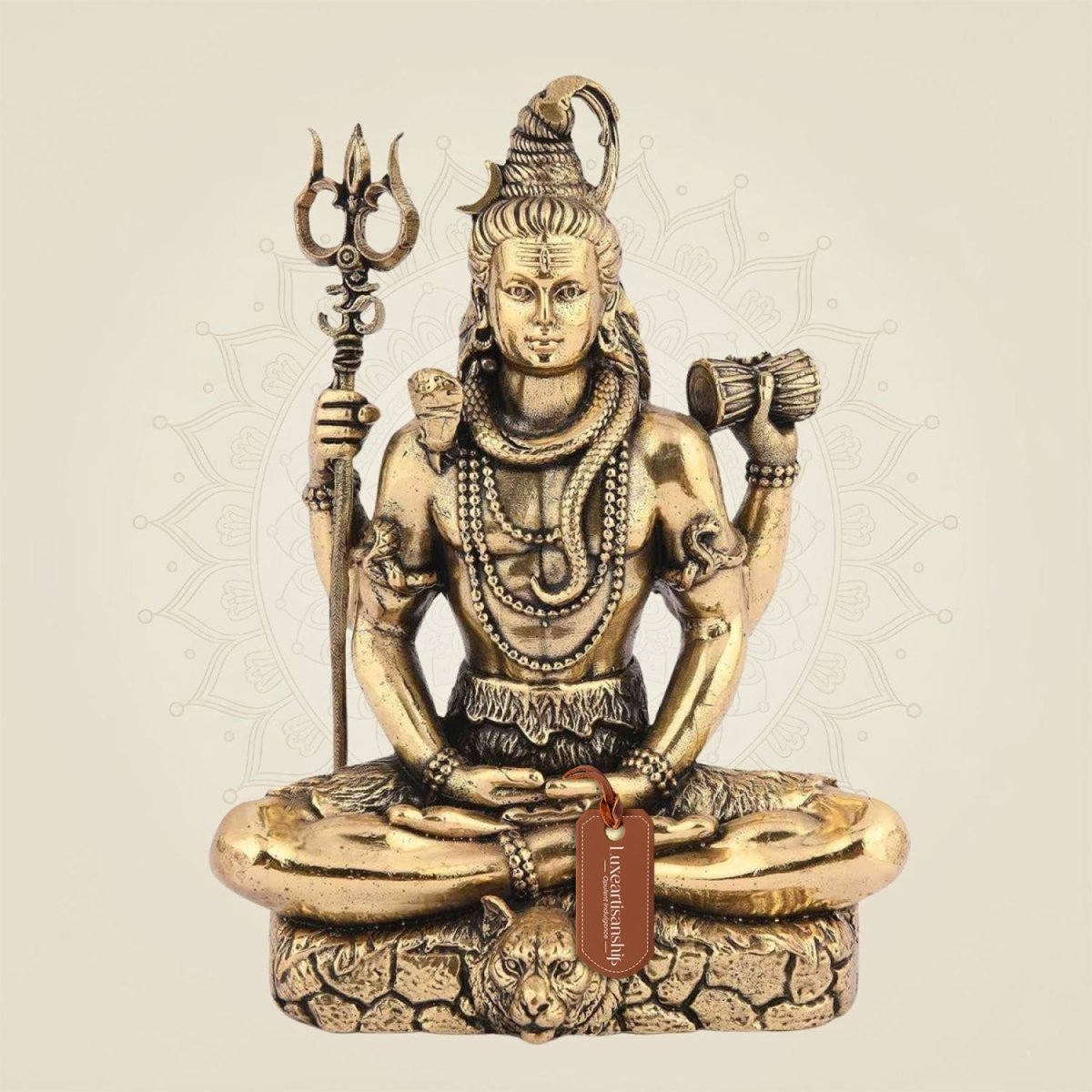 Lord Shiva Idol in Meditative Pose – 5" Pure Brass Statue Handcrafted & Spiritual Decor - Luxeartisanship