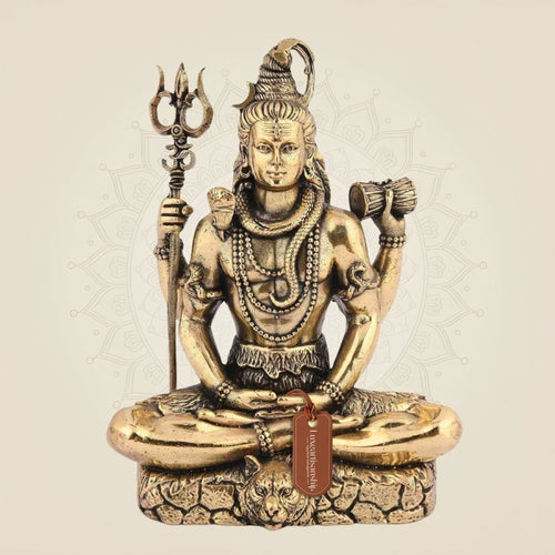 Lord Shiva Idol in Meditative Pose – 5.5" Pure Brass Statue Handcrafted & Spiritual Decor