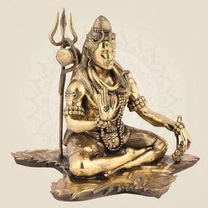 Lord Shiva in Dhyanam Statue 4" – Pure Brass Meditative Mahadeva Idol for Pooja - Luxeartisanship