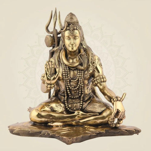 Lord Shiva in Dhyanam Statue 4.25" – Pure Brass Meditative Mahadeva Idol for Pooja