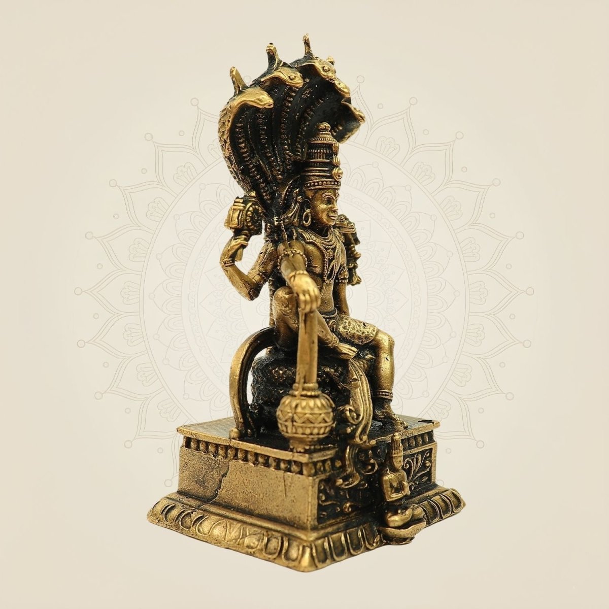 Lord Vishnu Bronze Idol on Sheshnag Throne