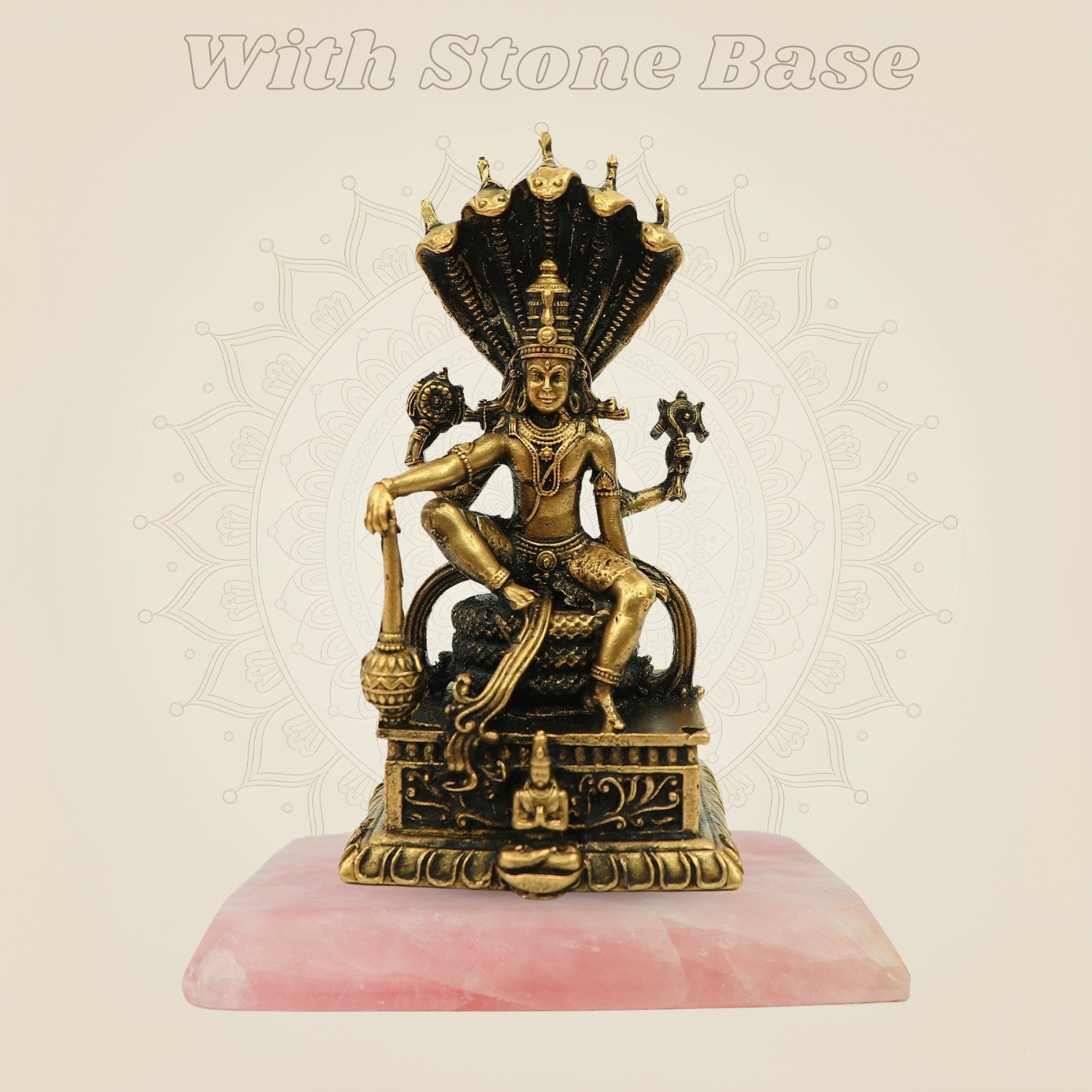 Lord Vishnu murti with stone base