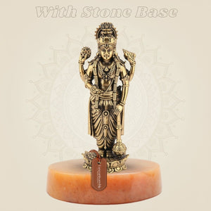 Brass Vishnu Idol with Stone Base