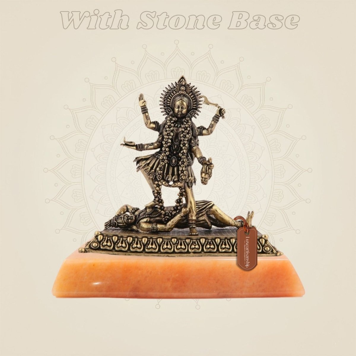 Maa Kaali Pure Brass Artisan on stone base