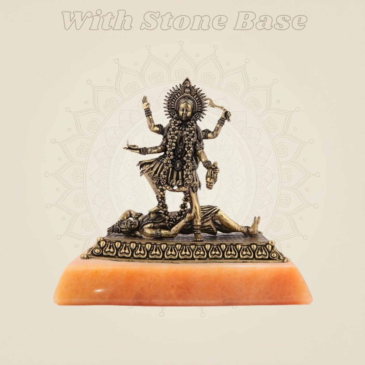 Maa Kaali Pure Brass Artisan on stone base