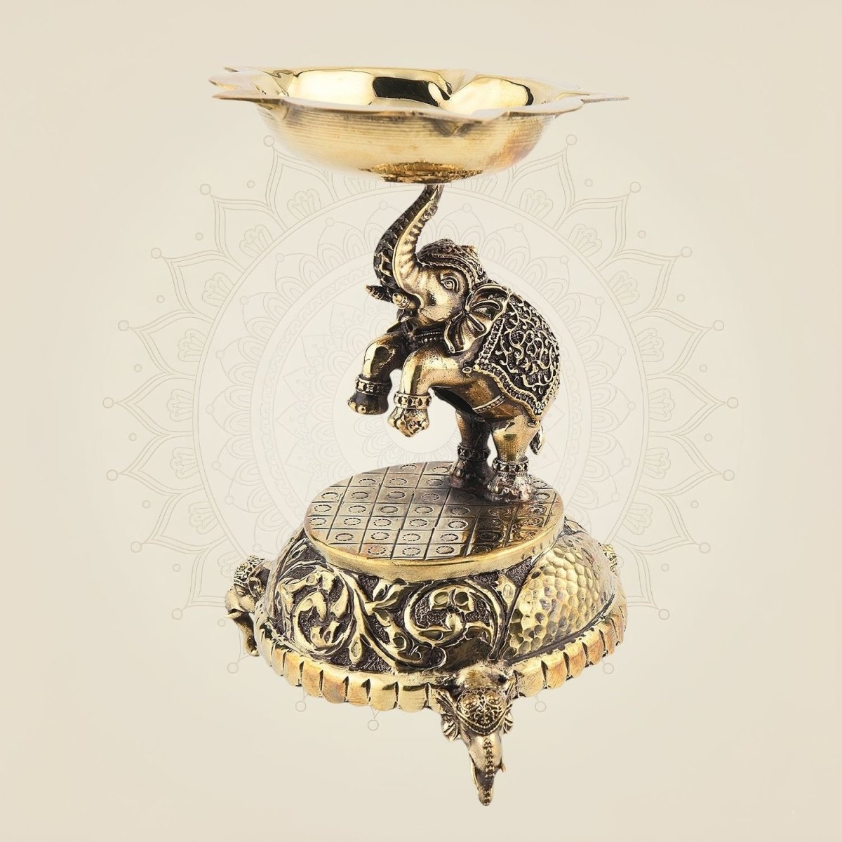 Majestic Elephant Brass Lamp for Home