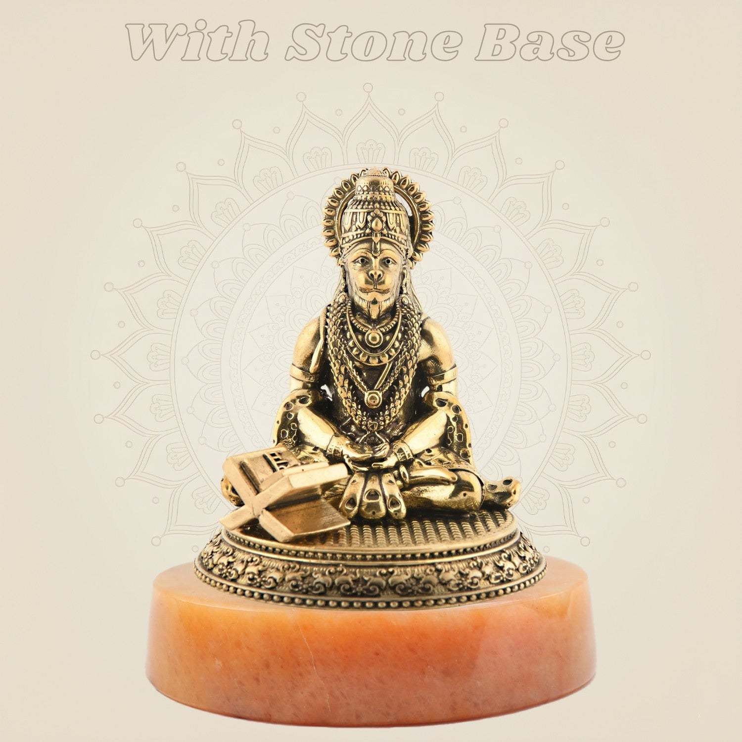 Hanuman Ji Brass Idol on Gemstone base
