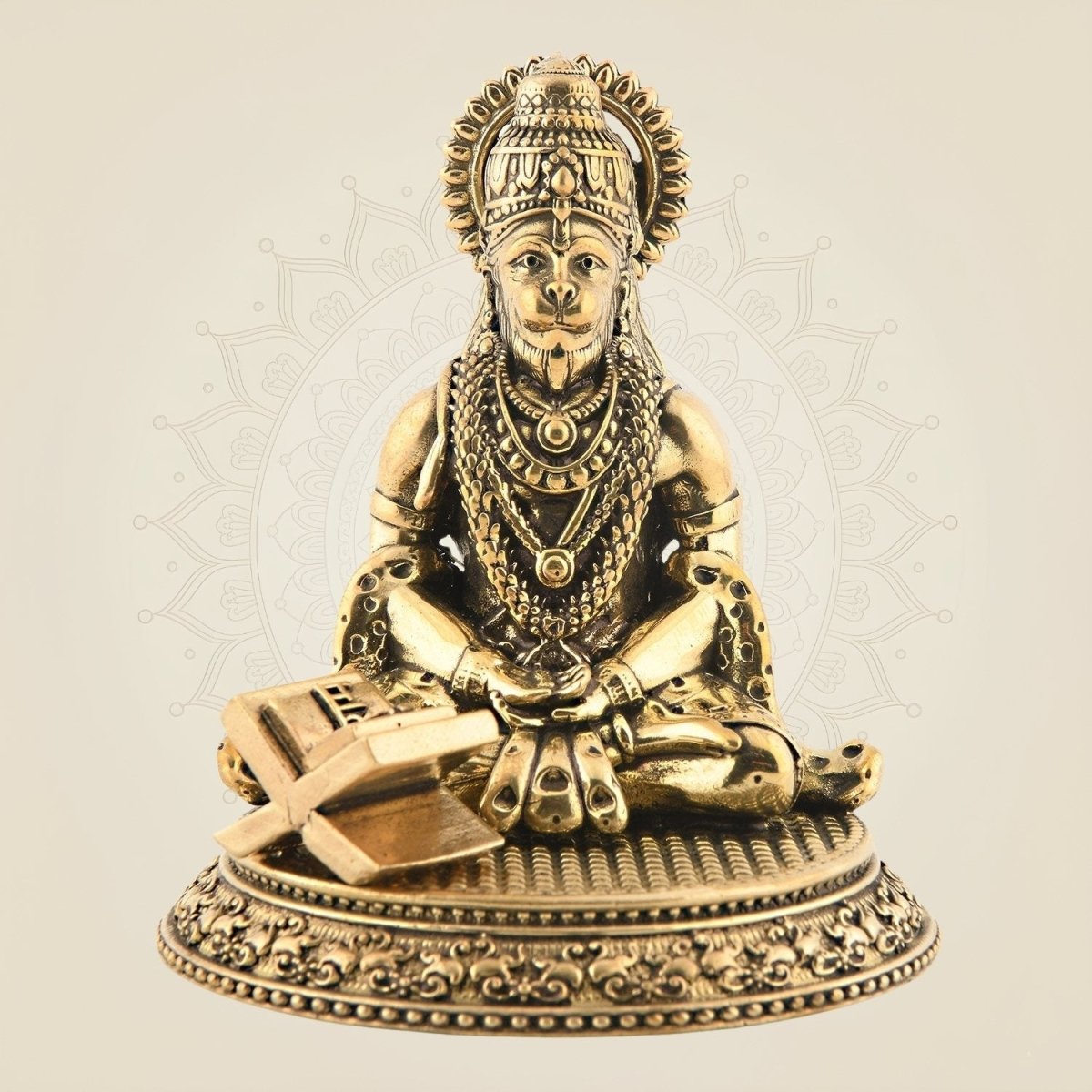 Meditating Hanuman Ji Brass Idol 3.25" – Divine Bajrangbali Statue for Home & Office - Luxeartisanship