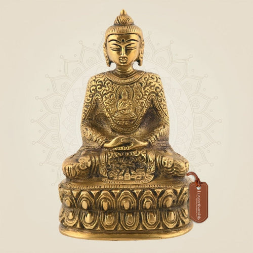 Meditation Buddha Brass Idol | Dhyan Mudra Life Story Decorative Statue 5.25"