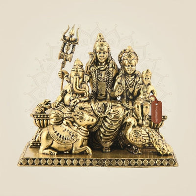 Miniature Shiv Parivar Idol in Superfine Brass – 1.75″ Family Murti