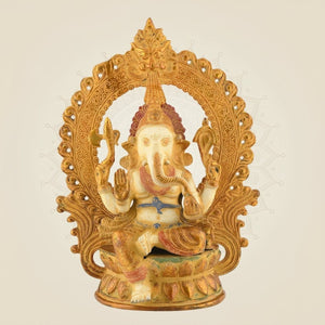 Multicolor Brass Ganesha with Prabhavali