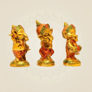 Musical Cute Brass Ganesha Murti - Luxeartisanship