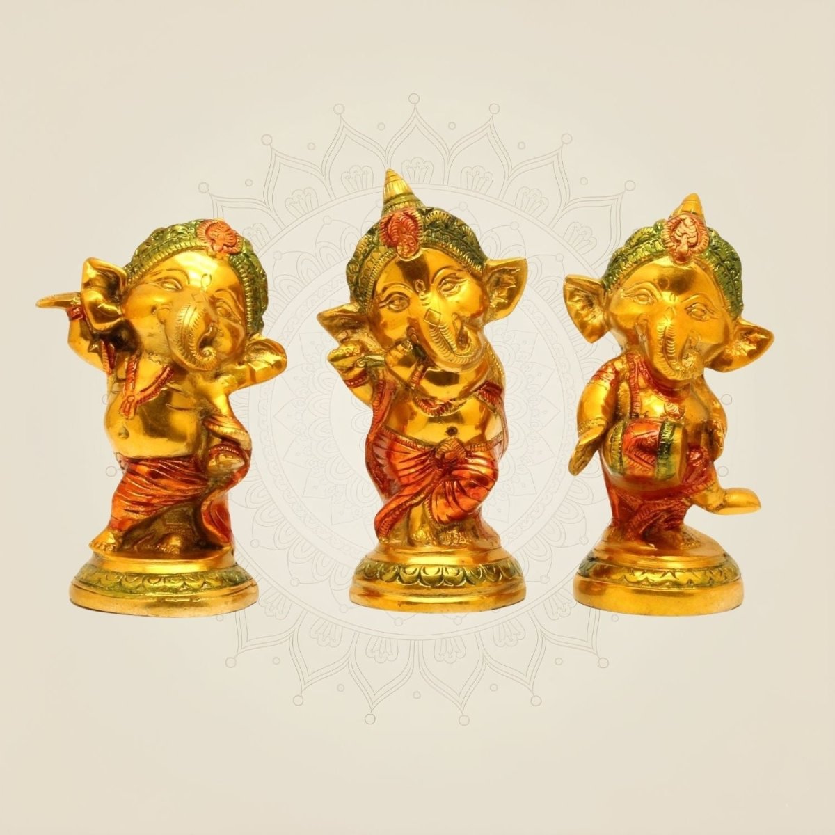 Musical Cute Ganesha Brass Idols  - Luxeartisanship