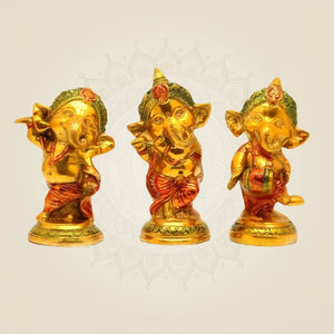 Musical Cute Ganesha Brass Idols  - Luxeartisanship