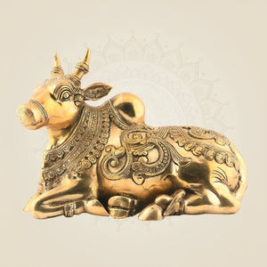 Nandi Brass Idol – 9.5" Superfine Pure Brass Statue with Engraved Detail - Luxeartisanship