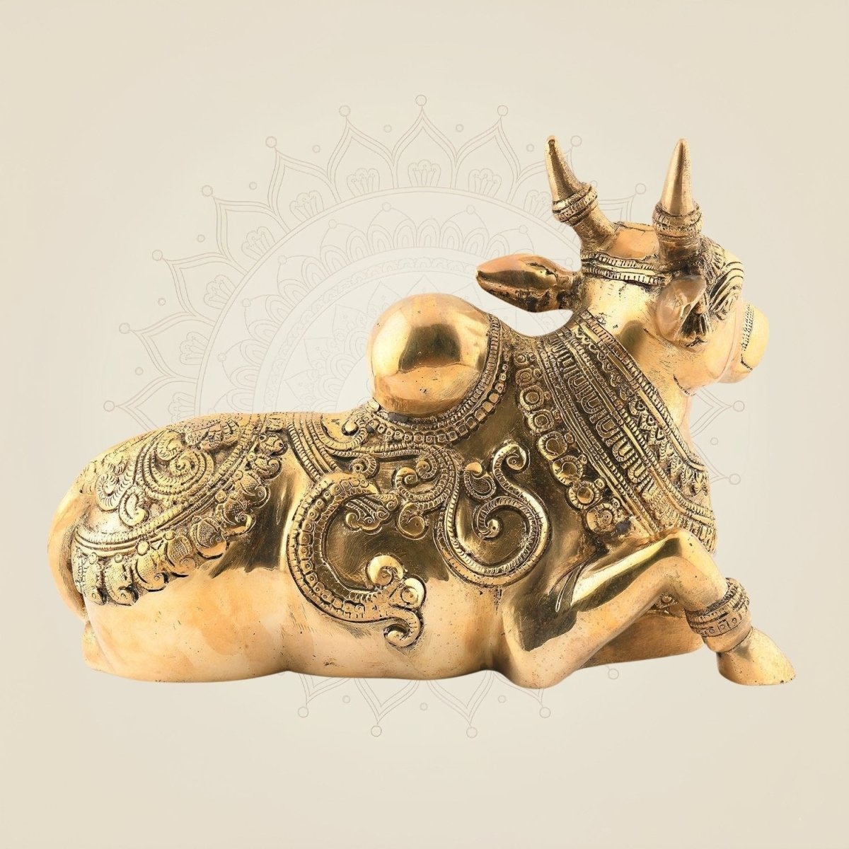 Nandi Brass Idol – 9.5" Superfine Pure Brass Statue with Engraved Detail - Luxeartisanship