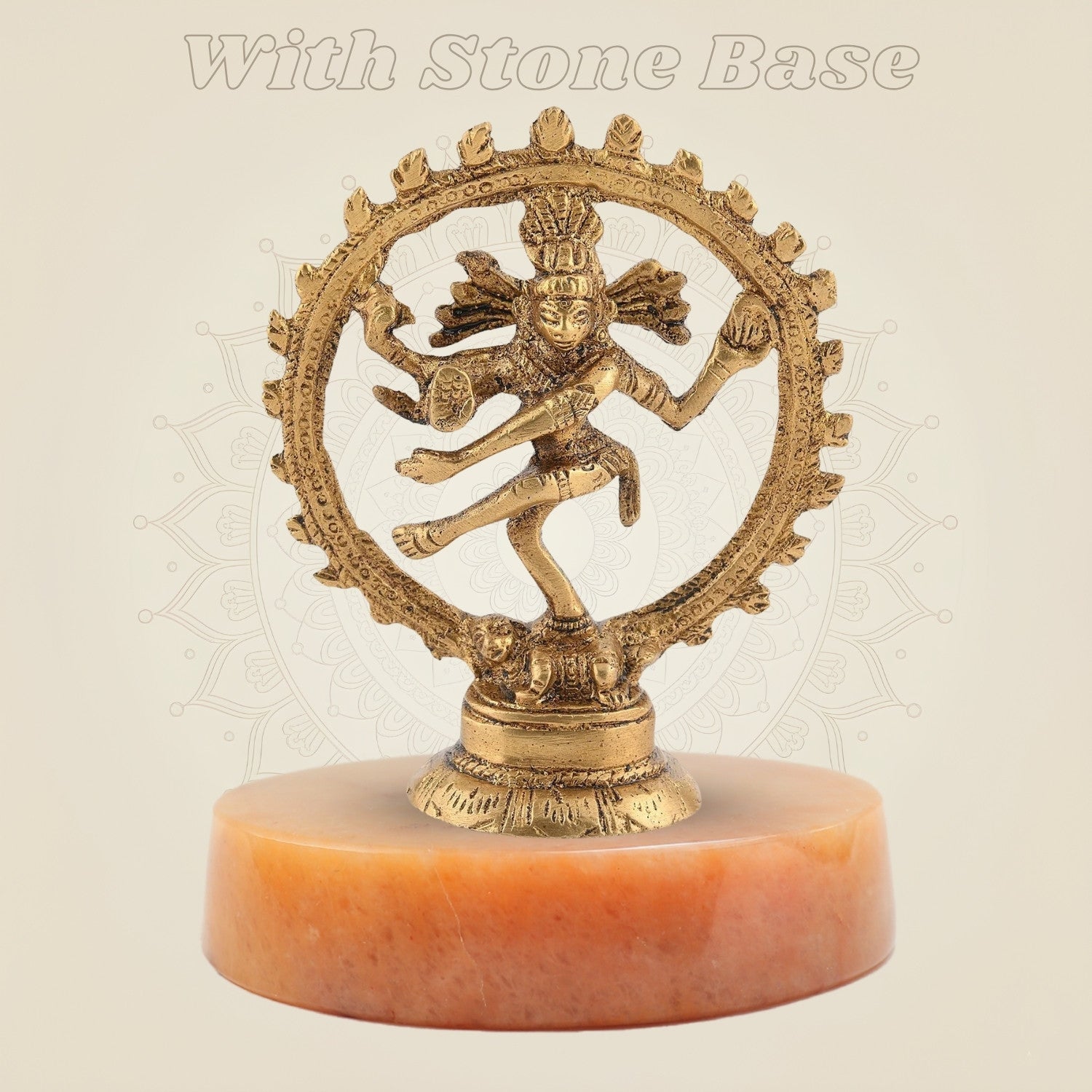 Brass Nataraja Sculpture with Stone Base Colored