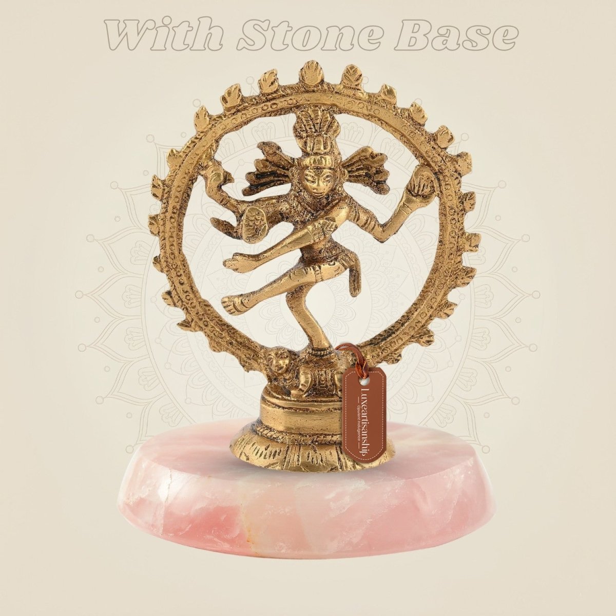 Brass Nataraja Sculpture with Stone Base
