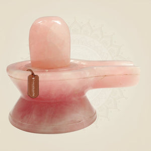 Natural Crystal Shivling in Rose Quartz for Puja, Healing & Vastu - Luxeartisanship