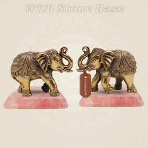Brass Elephants with stone base